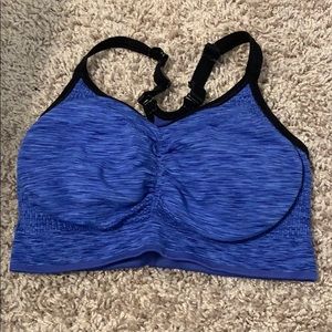 Blue padded sports bra